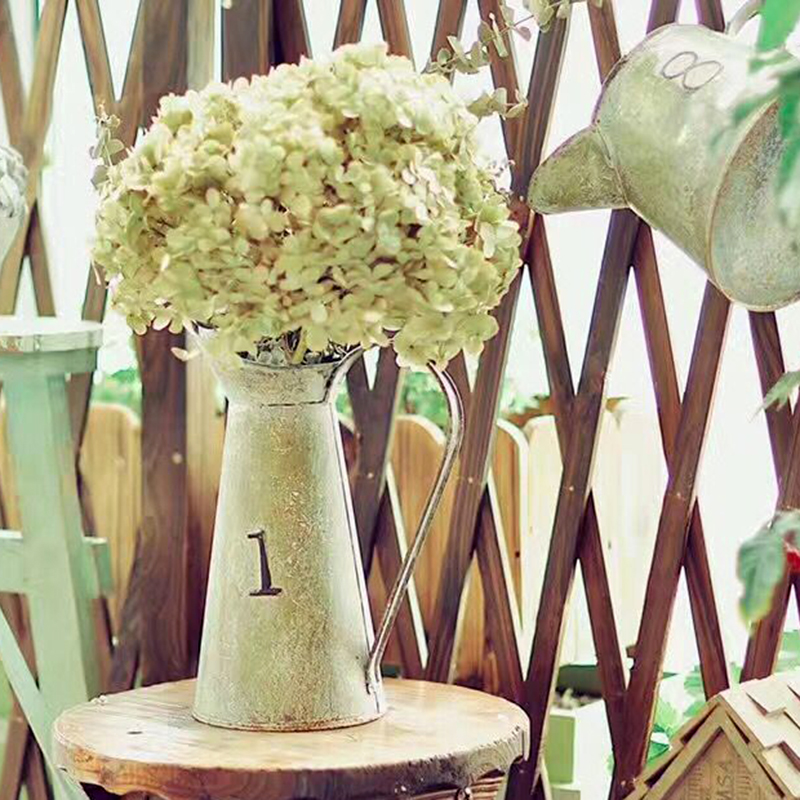 American countryside retro to make old sheet metal flower barrel multi-meat flower pot flower pot shower head style field garden house decoration pendulum piece