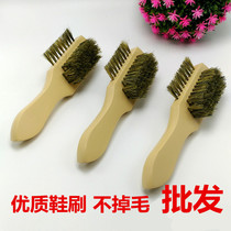 High-block imitation wood shoe polish brush leather shoe brush leather shoes pig bristle brush plastic three-sided shoe brush wholesale