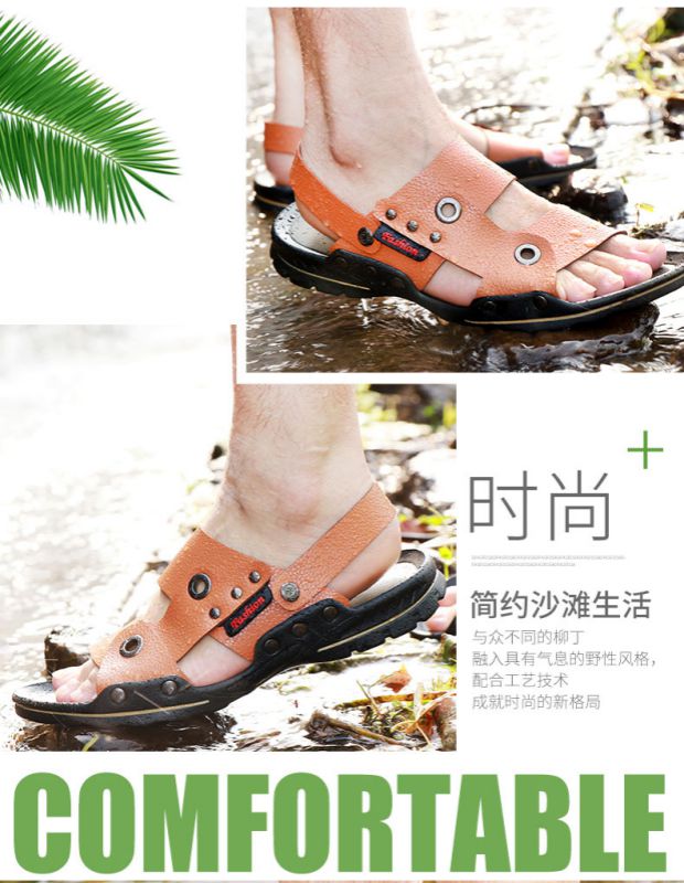 Dép nam 2018 mới mùa hè mềm mại đế bằng da cá tính giày gucci nam