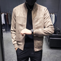 Autumn Winter Deer Leather Suede Jacket Male Youth Korean Version Clip Cotton Warm Student Tide Sign for a Baseball Uniform Winter Clothing Jacket