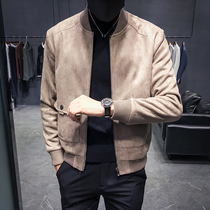 Mens jacket autumn winter 2021 new Korean version Body Deer Leather Suede Jacket Male youth Leisure suede Eggplant Jersey Man