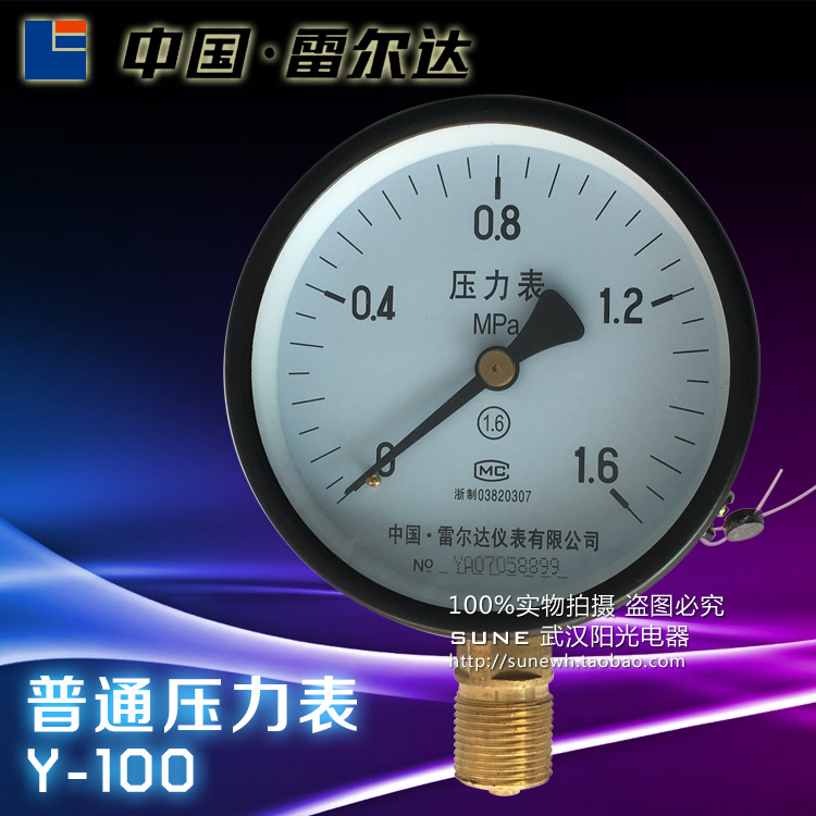 Rerda Boiler Accessories Spring Tubes Ordinary Pressure Meters Y-100 0-1 6mpa Full Specifications LEIERDA