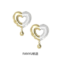 HeyJewel original design sail language transparent heart balloon sterling silver ear nails to send girls love birthday gift earrings