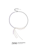 HeyJewel original design ZHAO jade lilac pearl tassel necklace high-end sensual cold wind sterling silver light luxury