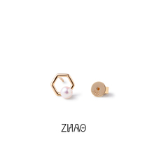 HeyJewel ZHAO New series 14K Gold Bangle with Akoya Pearl Stud Earrings Chic Spot