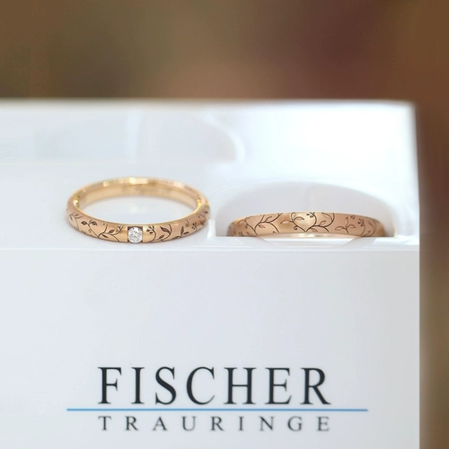 Heyjewel немецкое обручальное кольцо Fischer 18k Abricot Yellow/Platinum Diamond-INSERDAIN
