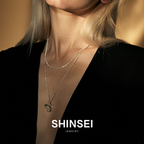 HeyJewel original design handmade texture twisted natural crystal double-layer necklace stacked S925 clavicle chain