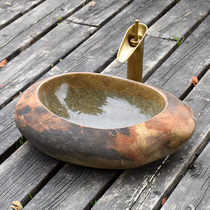Natural stone wash basin upper basin retro art basin pebbles washbasin toilet personality stone basin