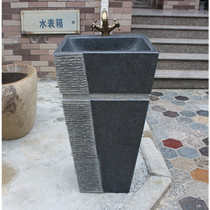 Natural stone column basin washbasin Art stone floor-standing one outdoor antique balcony wash basin