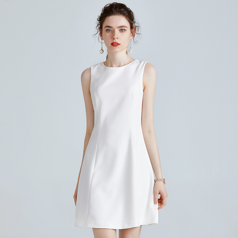 2026 Summer New Women's Sleeveless Base Layer Simple and Elegant White Dress Slim Fit White Tank Dress