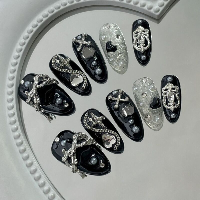 Removable Dark Style Repeated Hot Girl Nail Art Whitening Patch Almond Nails