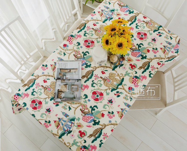 Châu âu và Mỹ phong cách phim hoạt hình đơn giản cotton linen bảng vải hình chữ nhật bàn cà phê vải khăn trải bàn bìa vải dễ thương bàn vải khăn trải bàn màu trắng