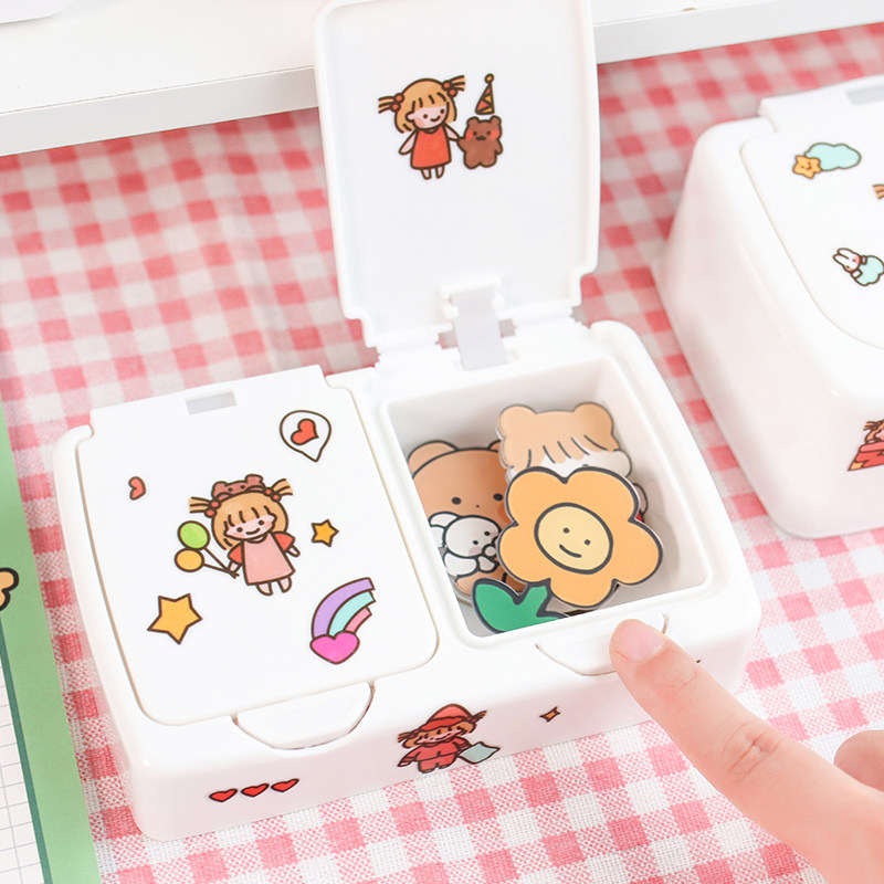 Brief Joins Wind Student Desktop Containing Box Debris small finishing box dust-proof plastic girl's heart small box
