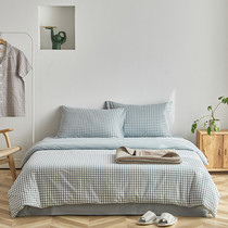 Washed cotton sheets fabric Bedding fabric duvet cover Xinjiang cotton solid color custom kindergarten four-piece mattress lattice