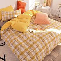 Japanese-style high-quality gray four-piece set custom size pure cotton washed cotton solid color light luxury ins wind Class a naked sleeping cotton