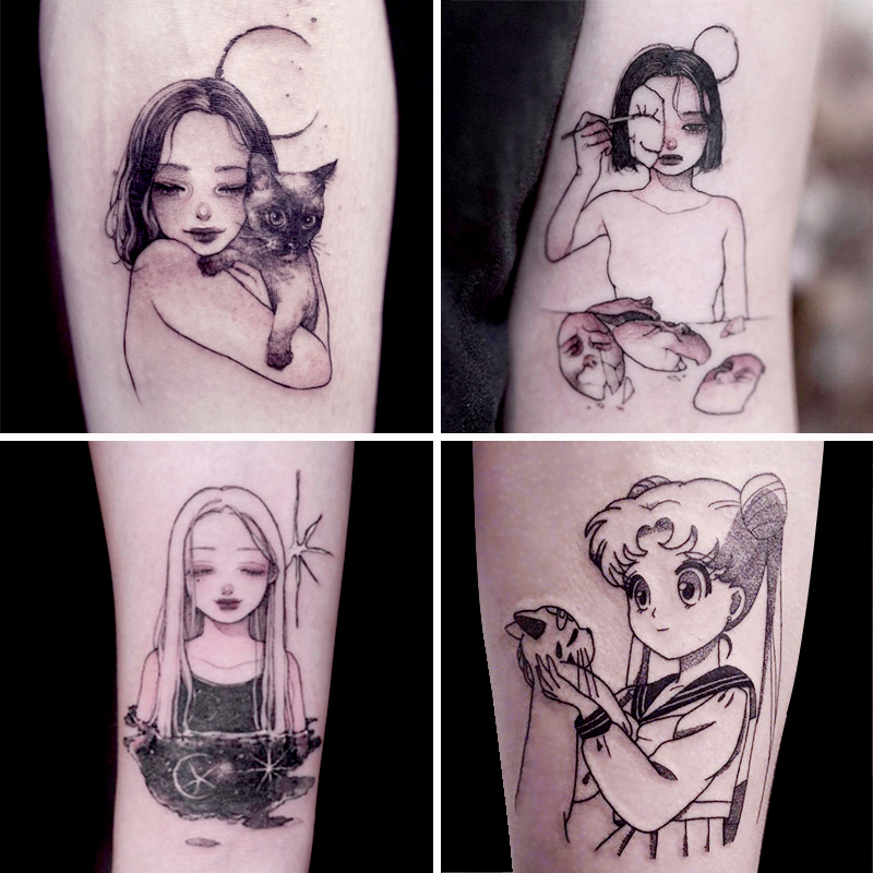 Dark series Sailor Moon tattoo stickers waterproof female long-lasting ins wind Korean Internet celebrity Hyuna not permanent 1 year