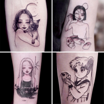 Dark girl warrior tattoo sticker waterproof female enduring ins Korean Net red Hyuna is not permanent 1 year