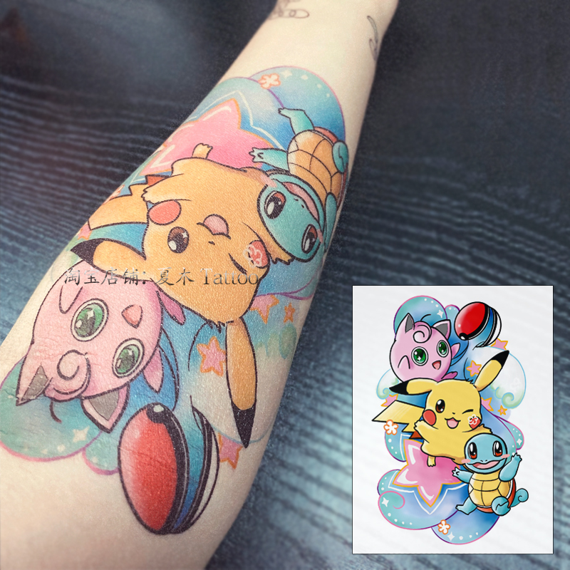 Pokémon Pikachu Tattoo Stickers for Women, Waterproof, Long-Lasting, Arm Tattoo, Anime Cartoon, Simple Concealer Stickers, Internet Celebrity