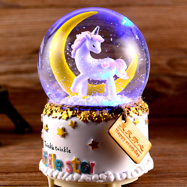 SENCU Unicorn Gifts for Girls 3.14 Inch 3.14 Inch Unicorn Music Snow Globes with Automatic Snowfull for Girls Kids Nursery Bedroom Desktop Decoration Blessing Gift