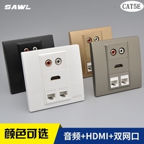 HDMI high-definition with dual audio Lotus AV plus dual-port network cable wall panel socket network port multimedia panel