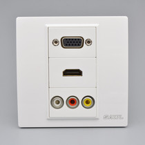 4K high-definition HDMI three-hole lotus head audio and video VGA socket 86-type wall concealed multimedia wall panel