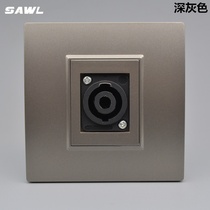 Dark gray large four-core stage audio socket high-power aviation head ohm head welding multimedia panel