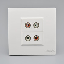 Red and white audio lotus panel 86 type double hole lotus head dual audio panel 2 solder-free AV wall sockets