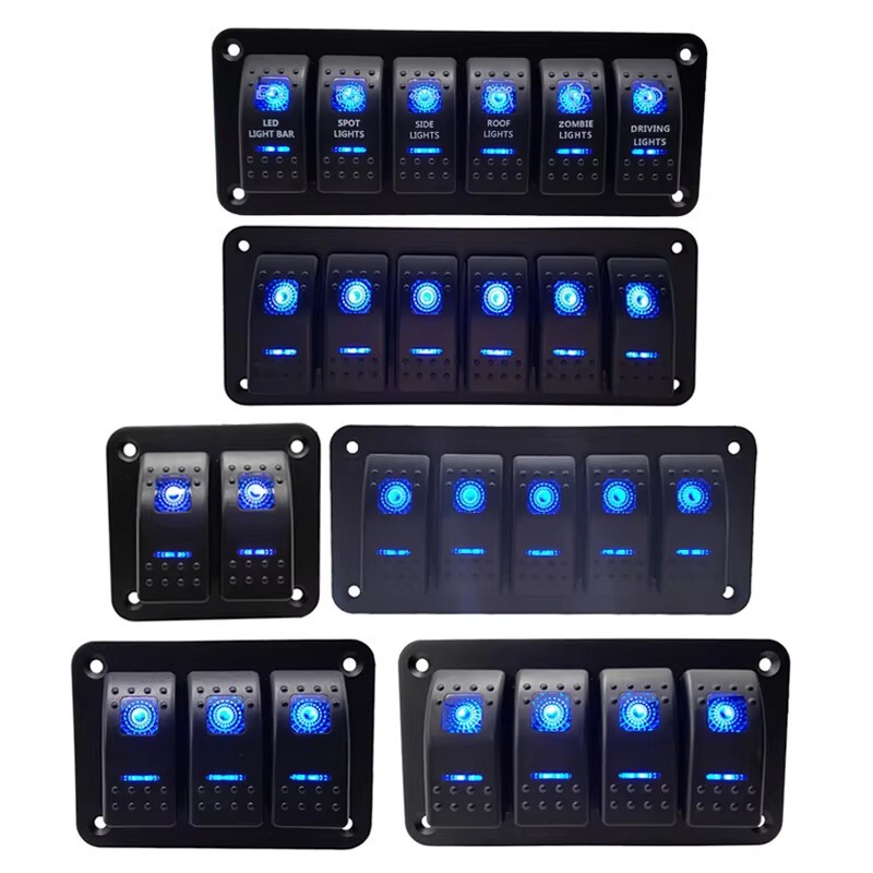 Automotive and Marine Switch Dc12-24V Blue Light Rocker Panel Car Modification Multi-Position Rocker Yacht Switch Combination Automotive and Marine Switch Dc12-24V Blue Light Rocker Panel Car Modification Multi-Position Rocker Yacht Switch Combination