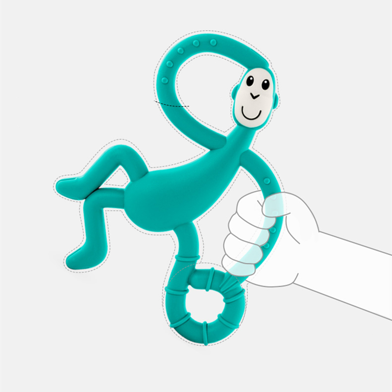 Baby grinding teeth rods dancing small monkey soft tooth anti-eating artifact bite silicone toy boiler