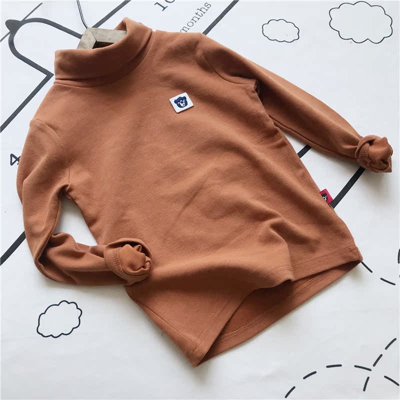 Mùa đông 2018 trẻ em mới to con dày cotton cổ cao chạm đáy áo chà nhám bông gạc bông thủy triều áo thun trẻ em giá sỉ