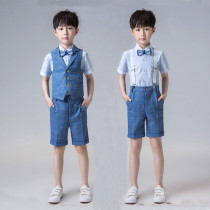 Childrens small suit vest suit handsome British wind flower childrens dress three-piece Summer Boy piano performance costume