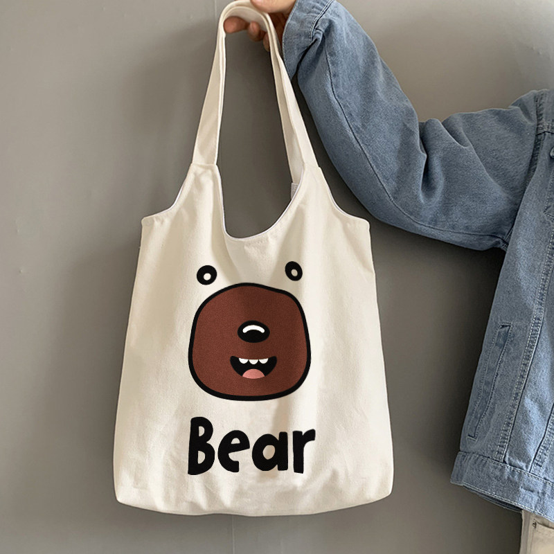 Niche Korean style one-shoulder canvas bag female large-capacity portable tote bag Japanese students 2021 new summer ins