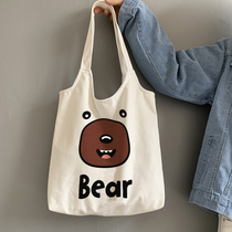 Small Crowdhan Wind Single Shoulder Canvas Bag Bag Woman Large Capacity Portable Totebag Days Students 2021 New Shains