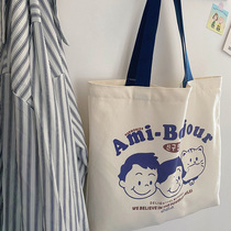  Niche work Korean tote bag cloth bag bag large capacity Korean ins bag shoulder college student canvas bag