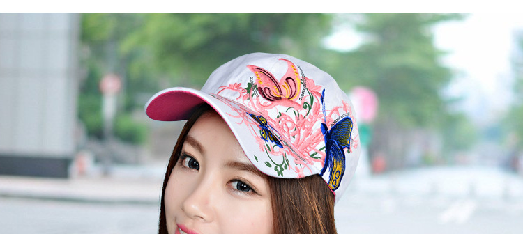 Ngoài trời leo núi du lịch mũ bóng chày mùa hè ngoài trời thêu cap sport bướm thêu sunhat nón lưỡi trai nữ