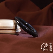 Authentic (Desert Loulan) collection Xinjiang Hetian jade seed bracelet Ink jade bracelet true seed leather inner diameter 56 5