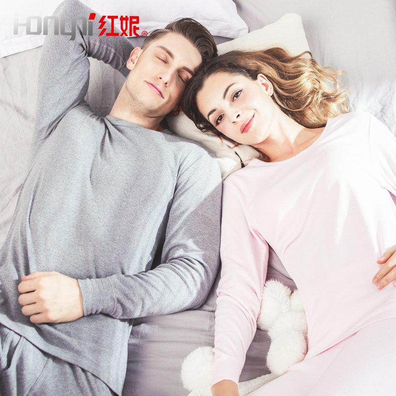 Red Nicunderwear Men's Lady Autumn Clothes Sanitary Pants Pure Cotton Couple Thin Cotton Sweatshirt Full Cotton Base Fever Sweatpants