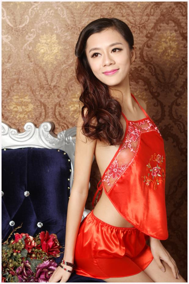 Đồ ngủ tạp dề gợi cảm, phụ nữ gợi cảm, đồ lót người lớn, cực kỳ cám dỗ, sinh cổ điển, thêu áo yếm