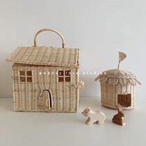 Awensy love knocks cute rattan small house Castle Childrens House toy decoration photo props