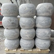 Stone pier base column top stone drum gate pier courtyard column pier drum stone ornaments retro pillars stone carving Antique relief