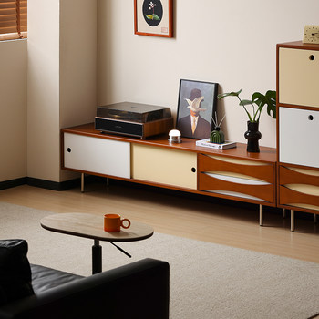 Xiaowan second-hand contrast color sliding door tv cabinet