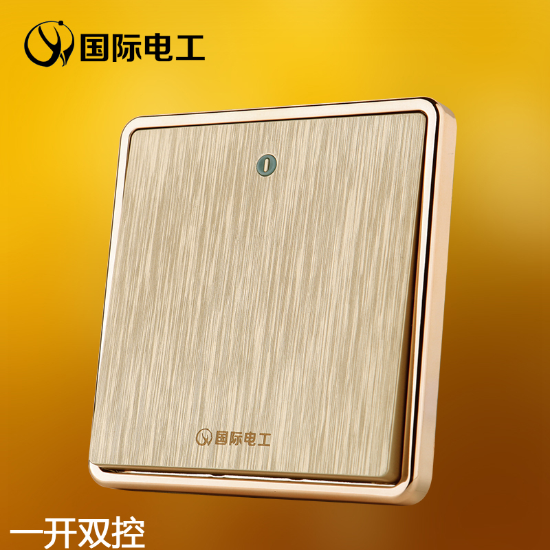 International electrotechnical one-open double control switch panel single open double 1 open 86 type concealed champagne gold brushed surface
