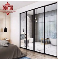 Narrow Side Kitchen Toilet Balcony Partition Titanium Magnesium Aluminum Alloy Double Tempered Glass Hanger Rail Push Sliding Door