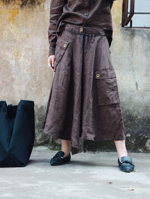 Irregular 100% pure linen draping