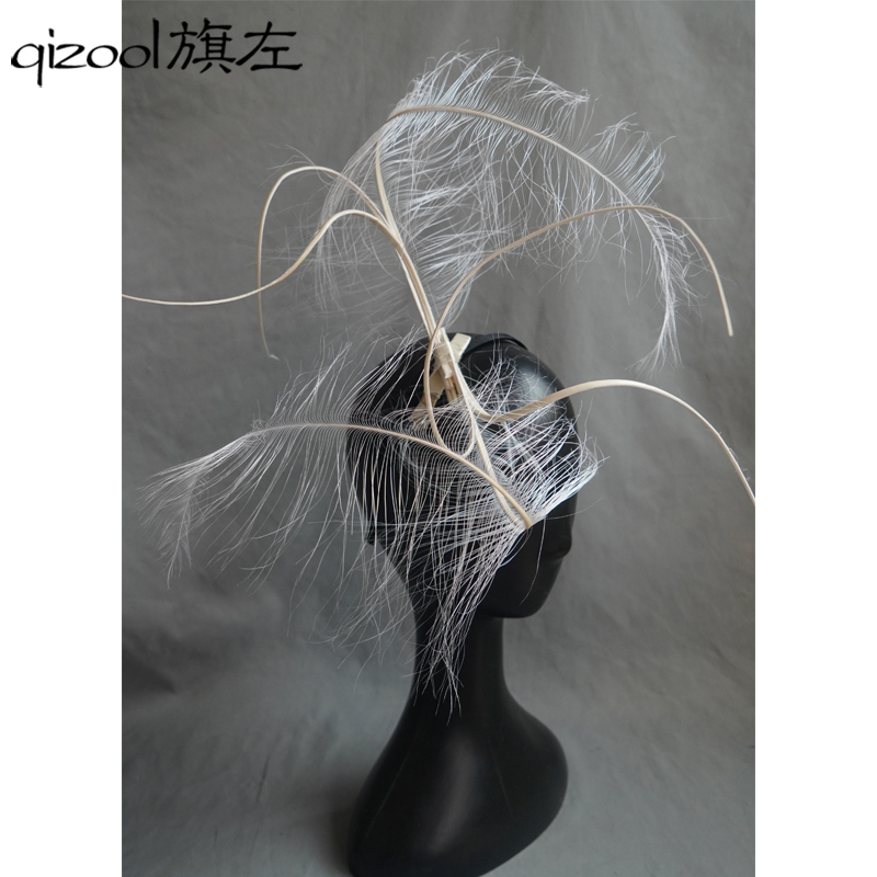 Flag Left Heavy Industry High-End Burnt Silk Feather Art Photography Magazine Makeup Hair Accessories Irregular Line Headwear White Flag Left Heavy Industry High-End Burnt Silk Feather Art Photography Magazine Makeup Hair Accessories Irregular Line Headwear White