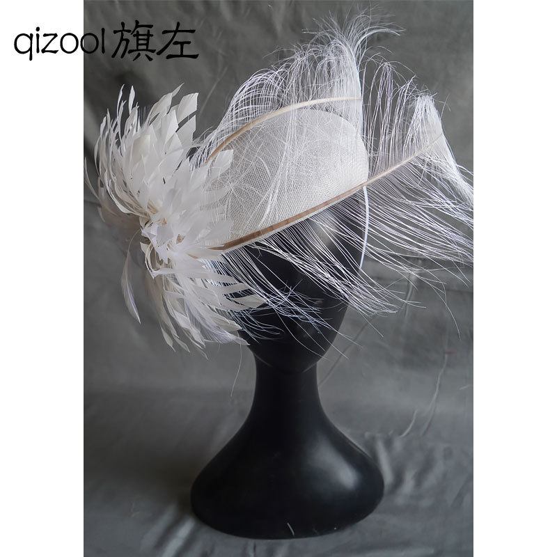 Qizuo Original Design Heavy-Duty Burnt Silk Ostrich Feather Bridal Photography Styling High-End Headpiece White Qizuo Original Design Heavy-Duty Burnt Silk Ostrich Feather Bridal Photography Styling High-End Headpiece White
