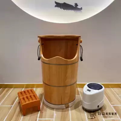 Special foot therapy bucket for Toudao soup, foot bath bucket, oak foot wash headband, fumigation, high solid wood foot wash bucket