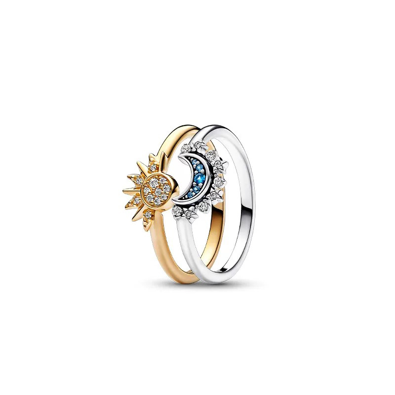 Overseas Store Panjia Huangxing Sun and Moon Shining Together Ring for Women, 925 Sterling Silver Ring, Gift for Girlfriend's Birthday, Qixi Festival