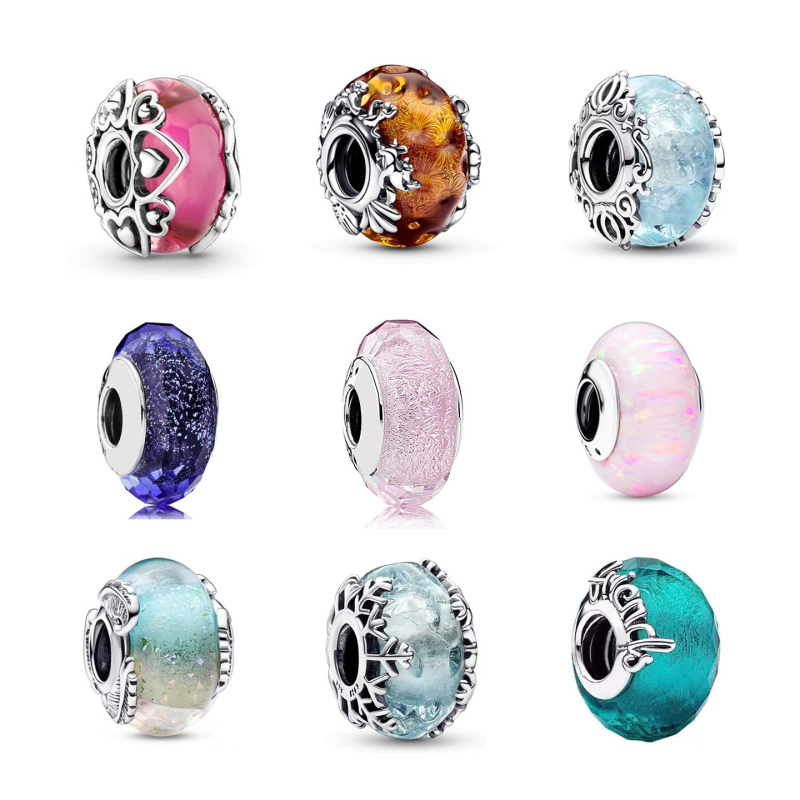 Overseas Exclusive Panjia Xuelan Field Glass Beads Colorful Feathered Glass Beads Deep Blue Galaxy Bracelet Beads Friendship