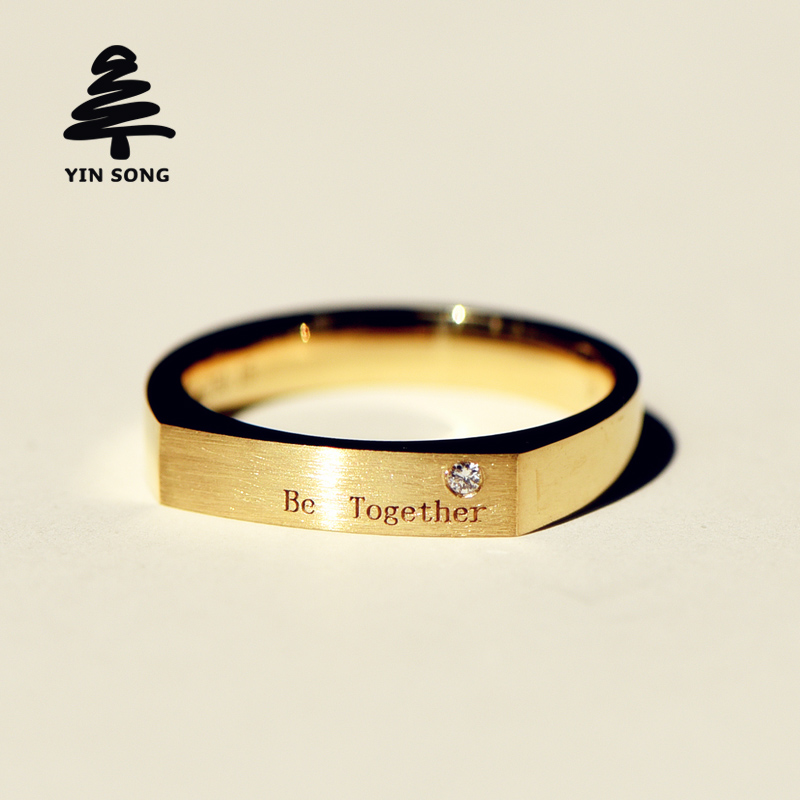 Wire Drawing Lettering 18k Gold Silver Pine Jewelery au750 Gold Platinum Male And Female Rose Gold Coursework Wedding to the ring 